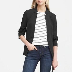 Banana Republic Extra Fine Merino Slim Fit Stretch Black Blazer Size 18